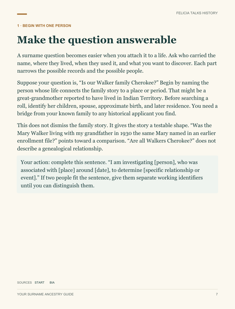 Sample page: begin with one name and one known person